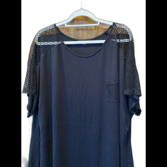 Lascana Swimsuit Coverup Plus Size 2XL  20 to 22 Black Net Sleeves + Stretch - Picture 1 of 12